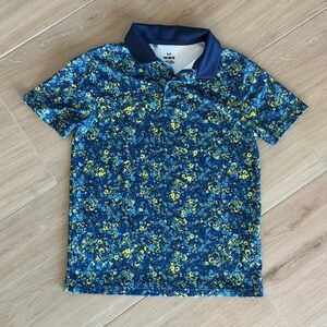 Under Armour Kids Blue and Yellow Floral Polo